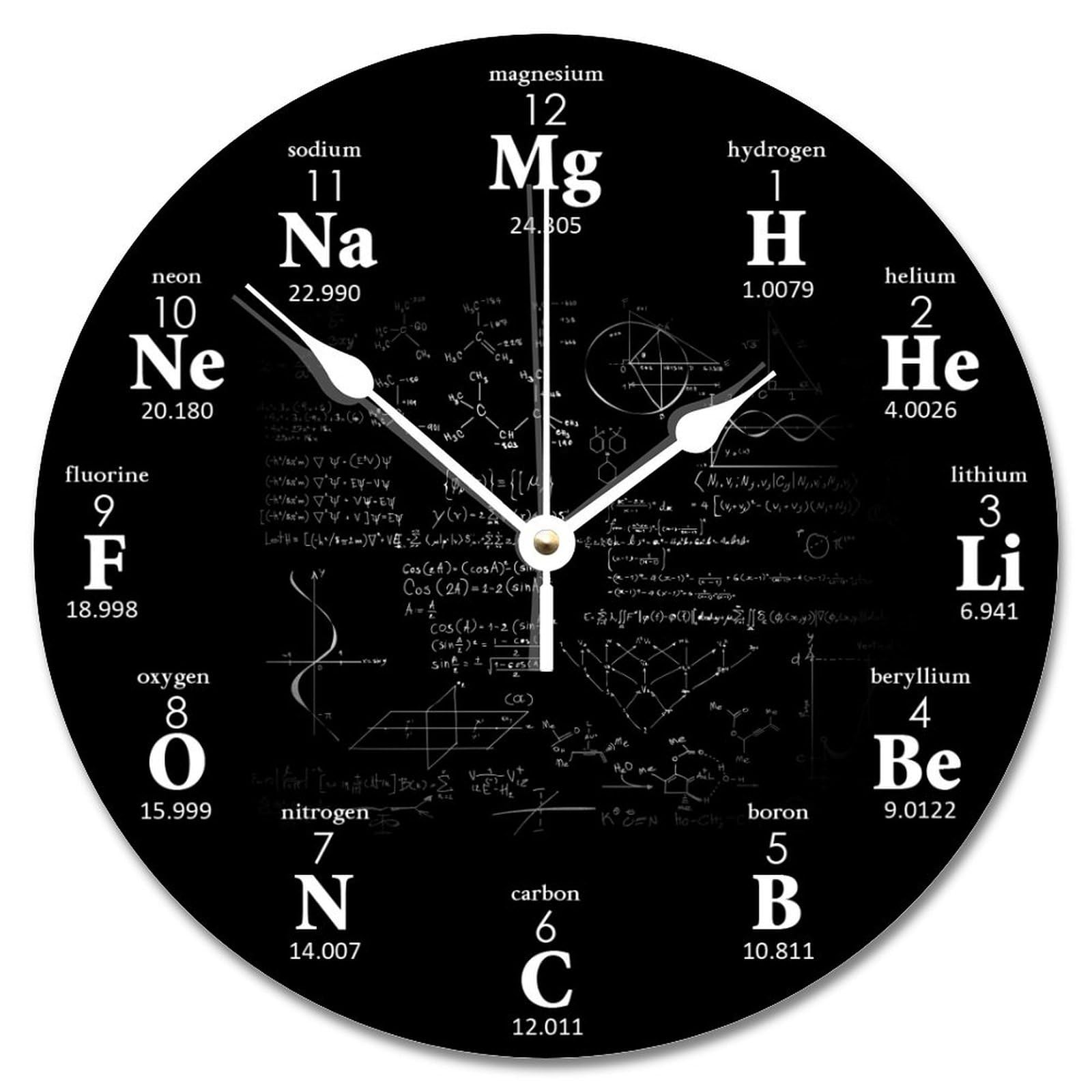 ArogGeld Periodic Table of Elements Chemistry Wall Clock Chemical Formulas 10 Inch Wall Clocks Battery Operated Quiet Non-Ticking Farmhouse Modern Wall Decor for Home Kitchen Office School Bathroom