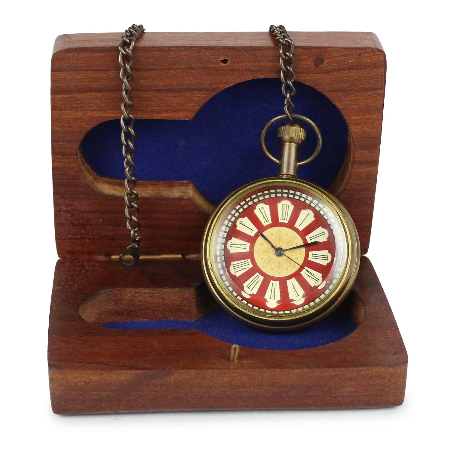 Artvarko Reloj de bolsillo de latón antiguo hecho a mano con caja de madera, reloj Gandhi para hombres, mujeres y niños, regalos de valantina para parejas amorosas., Oro envejecido, Standard, Antiguo
