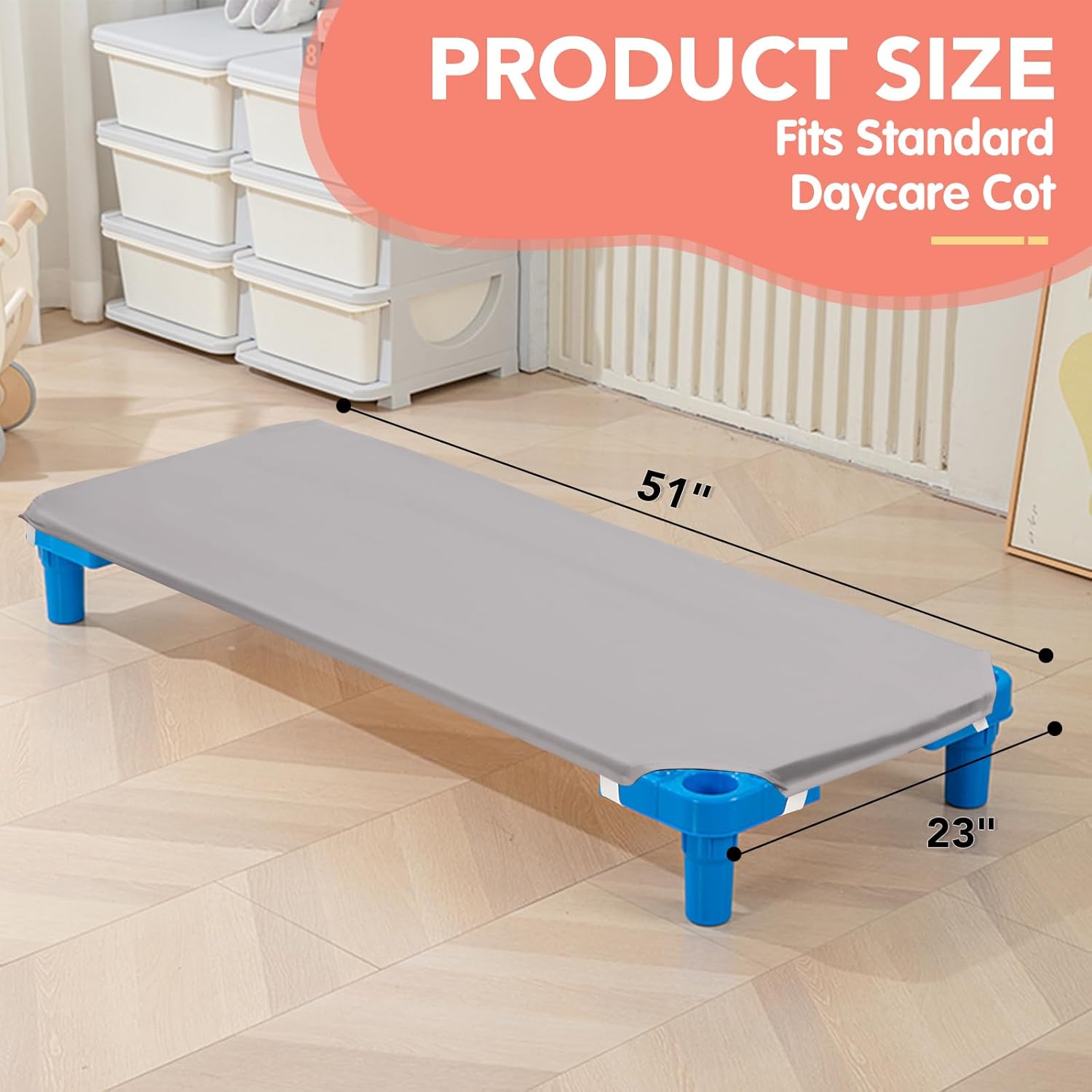 RowinsyDD 10 Pcs Cot Sheet for Daycare, 23"" X 51"", Gray Daycare Cot Size Sheet with Corner Elastic Loops for Child Boys Girls, Daycare Essentials for Toddler and Preschool, Breathable Microfiber