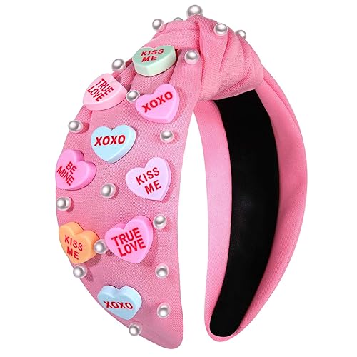 Miniatura 10 de mokkia Diademas para el día de San Valentín para mujer, diadema de corazón de conversación, diadema de corazón rosa y rojo con diamantes de