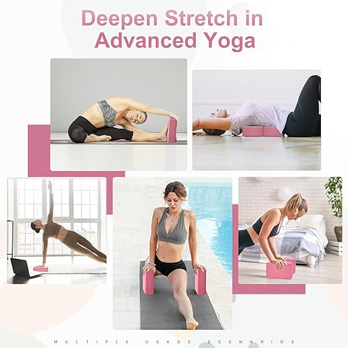Miniatura 5 de Bloques de yoga, paquete de 2 bloques de espuma EVA Premuim, bloque de ejercicio duradero para yoga, pilates, fitness general, estiramiento,
