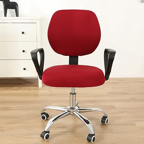Vista 26 de MIFXIN Funda elástica elástica para silla de computadora, 2 piezas, de punto, universal, para silla de computadora, protector de muebles