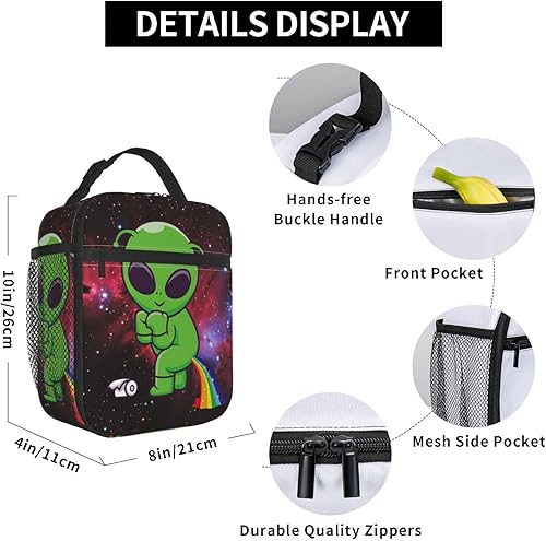 Miniatura 2 de famliihw Alien Galaxy - Lonchera reutilizable con aislamiento, bolsa térmica para niños, niñas, adolescentes, escuela, picnic, viajes, senderismo