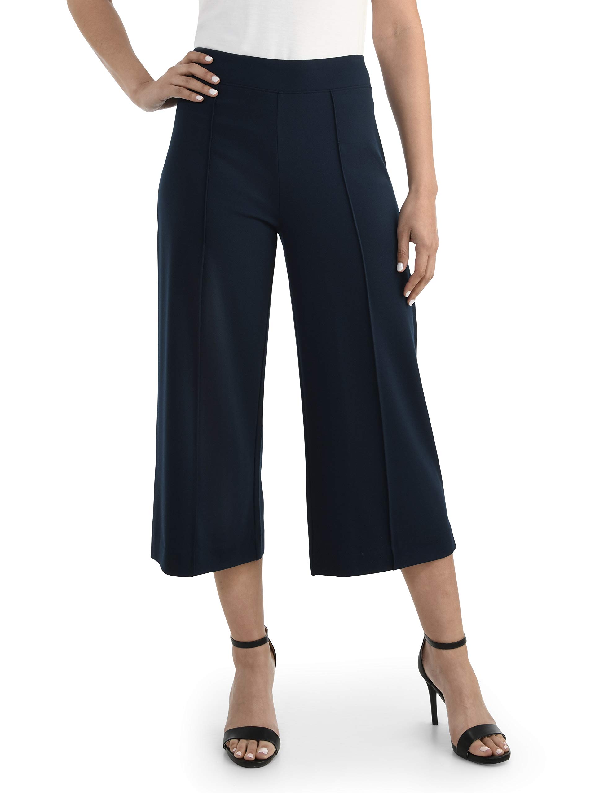 Womens Wide Leg Ponte Cropped Pants