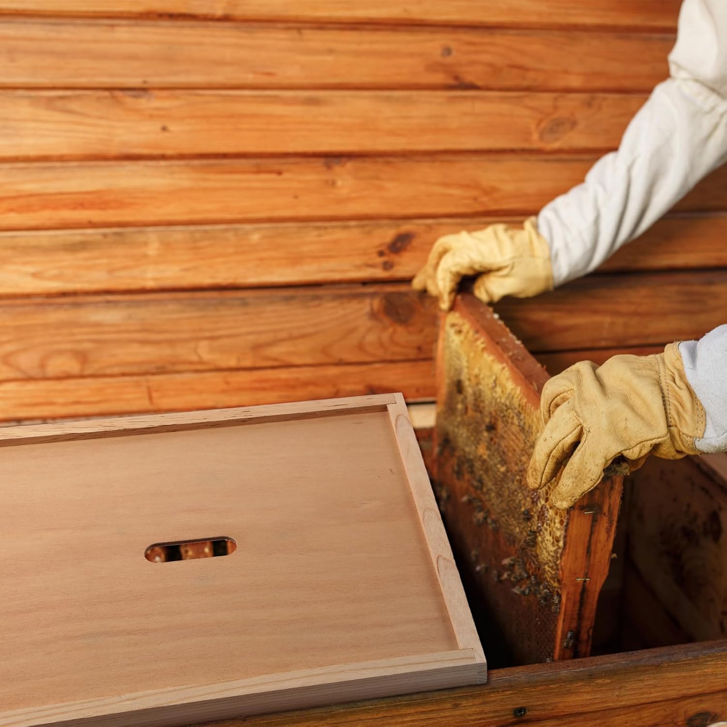 DoubleFill 3 Pack 10 Frame Bee Hive Inner Cover Langstroth Beehive Inner Cover with Feeding Hole Beehive Box Insulation Ventilation Inner Cover for Beekeeping Tool