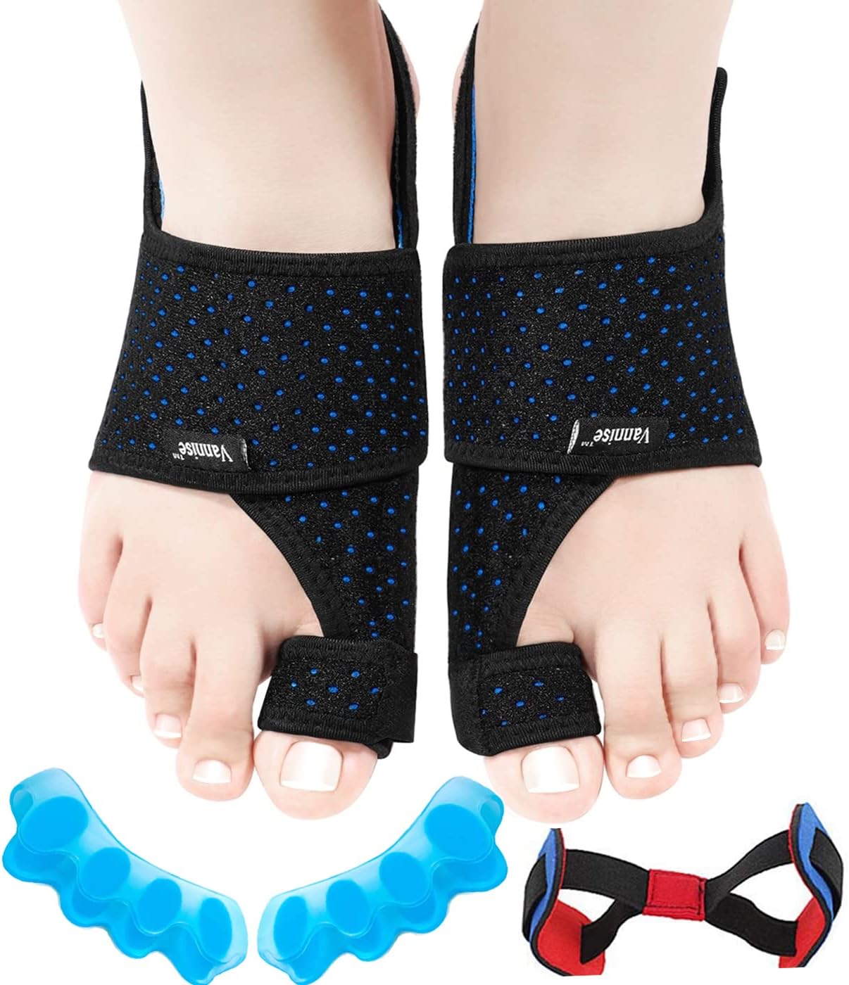 Bunion Corrector for Women & Men, 5 Pieces Orthopedic Bunion Splint & Big Toe Straightener for Hallux Valgus, Breathable & Adjustable Bunion Relief Kit for Day & Overnight Support.