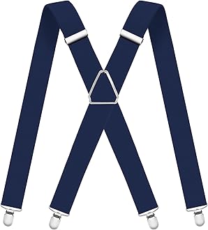 Mens Suspenders Adjustable Braces with 4 Strong Metal Clips Elastic X Back Heavy Duty Suspender for Men and Women