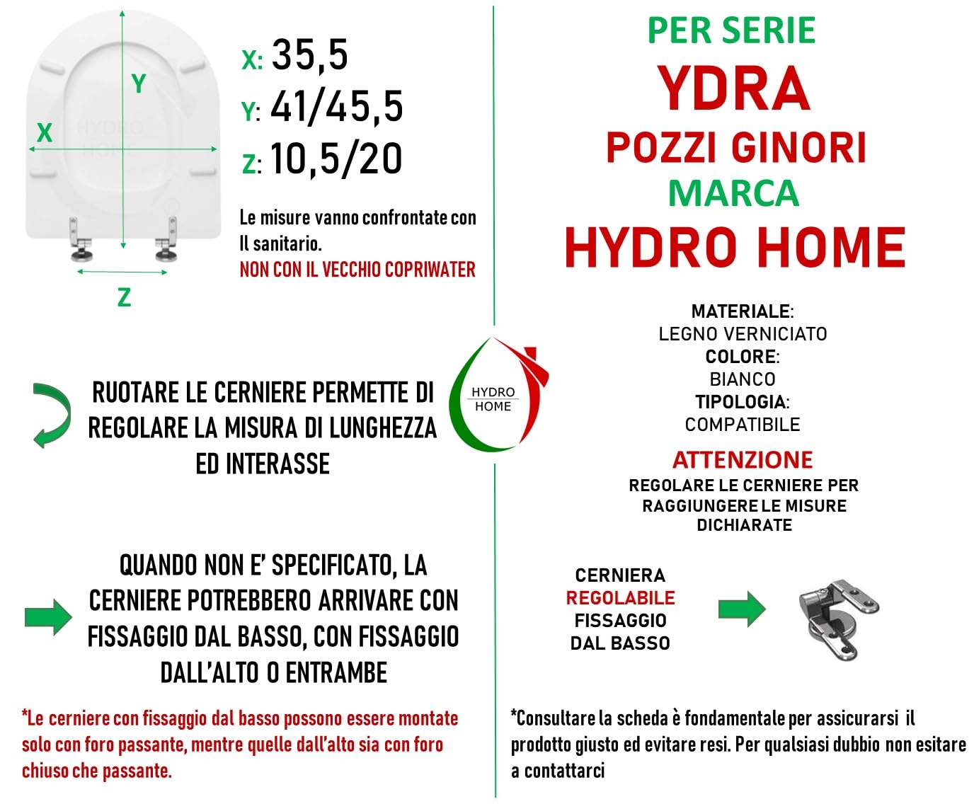 Copriwater Ydra Pozzi Ginori legno verniciato Bianco compatibile/dedicato economico by HYDRO HOME