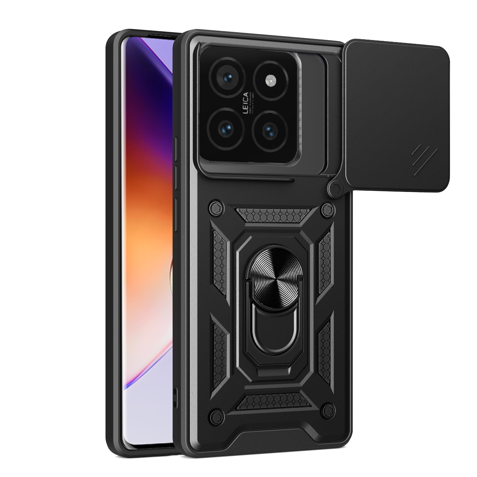 ESHUYI Handyhülle Für Xiaomi Poco F7 5G – Mit Schiebedeckel Für Kamera, Ringständer & Magnet Für Autohalterung