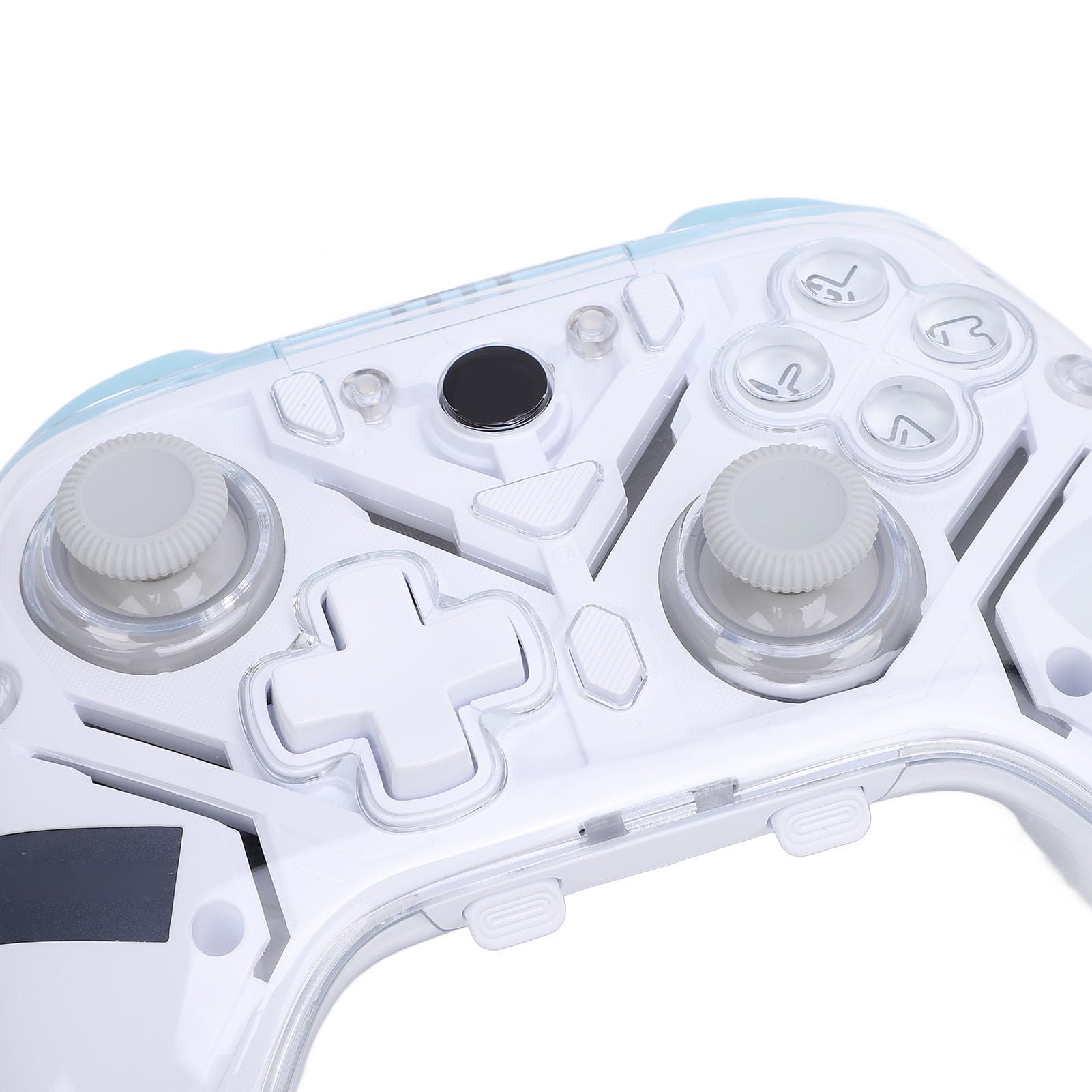 Hamwesh Controlador de Juegos, 2.4G Inalámbrico y BT 5.3 con Disparador Hall Burst RGB Light, Controlador de Juegos para PC, de Inalámbrico con Base de Carga Inteligente para (WHITE)