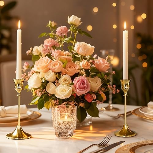 Miniatura 6 de Portavelas dorado, 3 paquetes de portavelas cónico para candelabros, decoración para decoración del hogar Titanio dorado