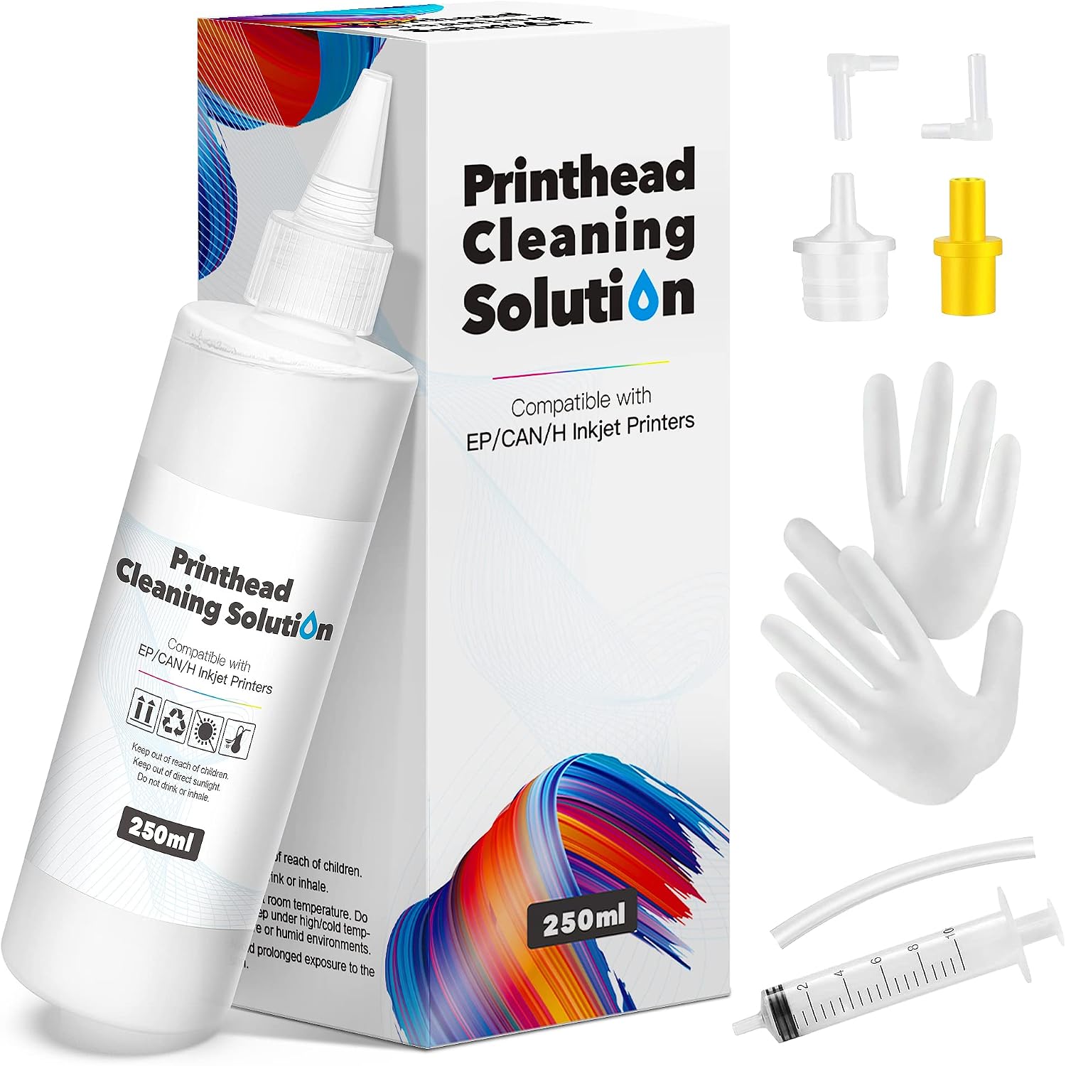 ecodot 250ML Printhead Cleaning Kit for HP, Epson, Canon, Brother & Lexmark Inkjet Printer- Large High Efficiency (Best-Printer-Certified)