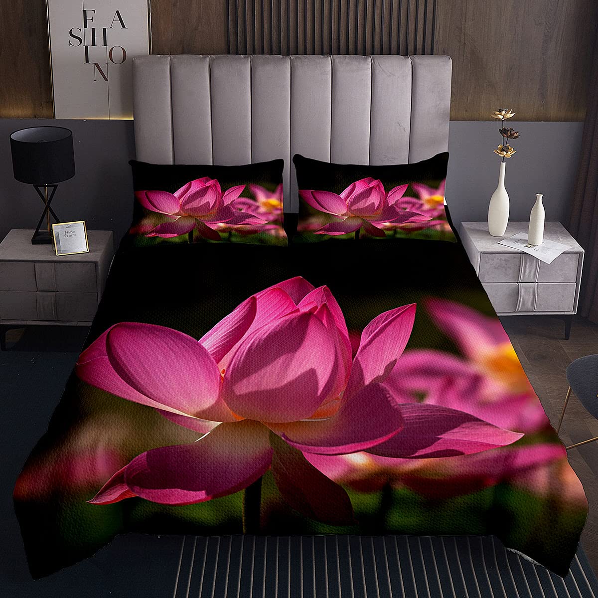 Erosebridal Pink Lotus Bedspread 
