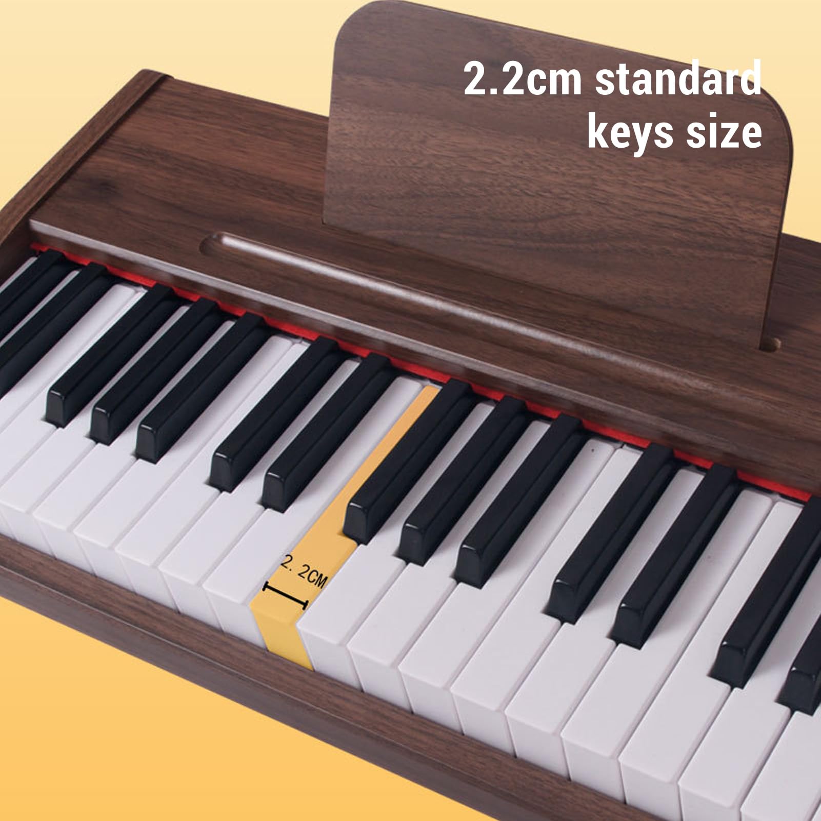 Fortepian Klawiszowy, 37 Klawiszy Elektroniczne Pianino Cyfrowe ze Stojakiem na Nuty i 3 Pełnymi Oktawami, Przenośna Klawiatura Fortepianowa dla Początkujących (słoje drewna)
