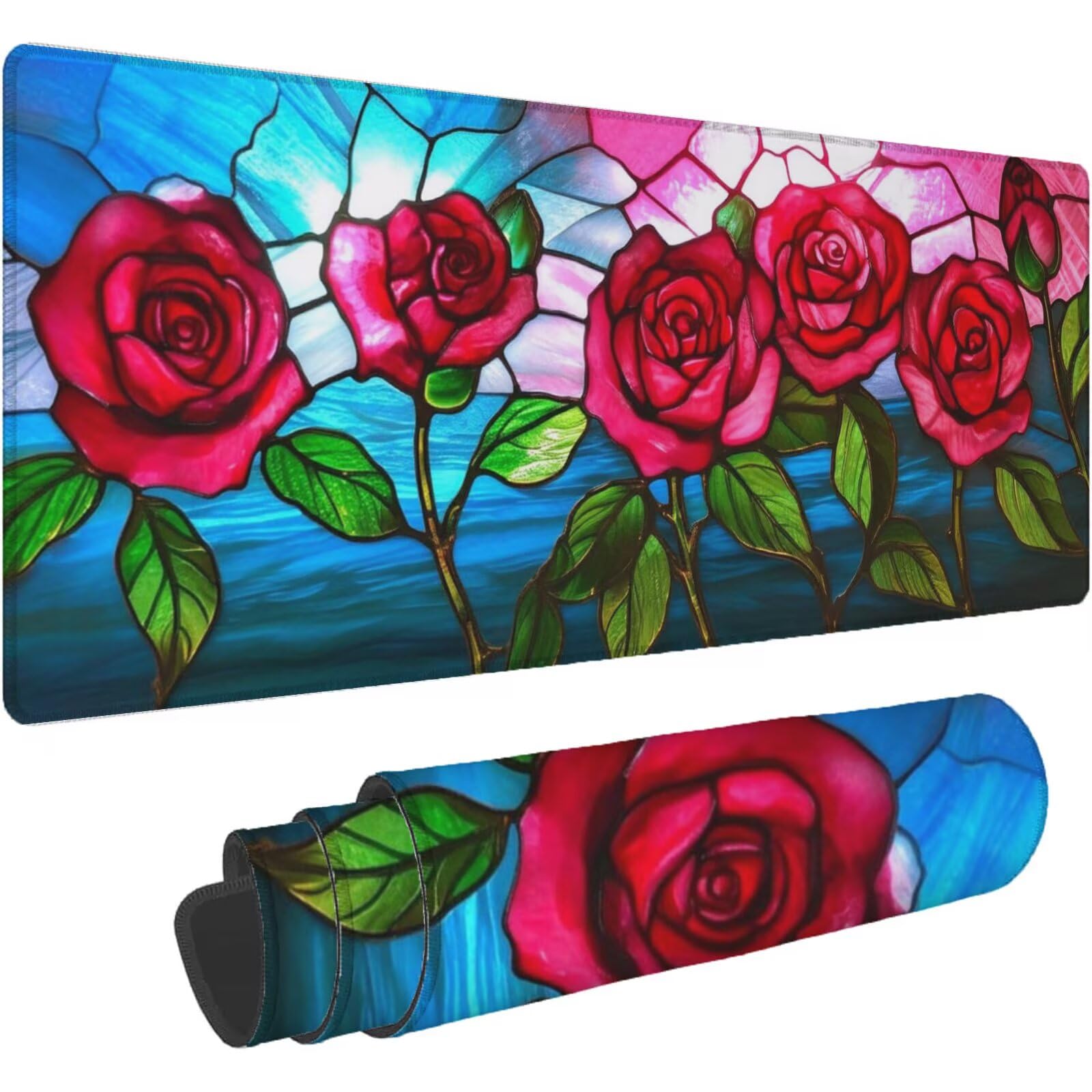Podkładka pod mysz XXL 1600 x 800 mm bordowa różowa podkładka pod mysz biurową podkładka pod mysz do gier antypoślizgowa gumowa podstawa zszyte krawędzie akcesoria biurowe do gier do biura i komputera