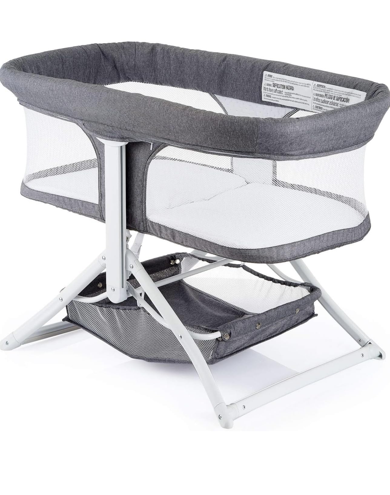 richtots Premium 2in1 Bassinet Quick Foldable Travel Crib Portable Rocking Bassinet(Grey) 1