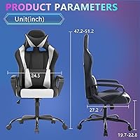 Vista 3 de PayLessHere Silla de escritorio ergonómica estilo carreras para juegos, silla de computadora con apoyabrazos, silla de escritorio de trabajo de PU