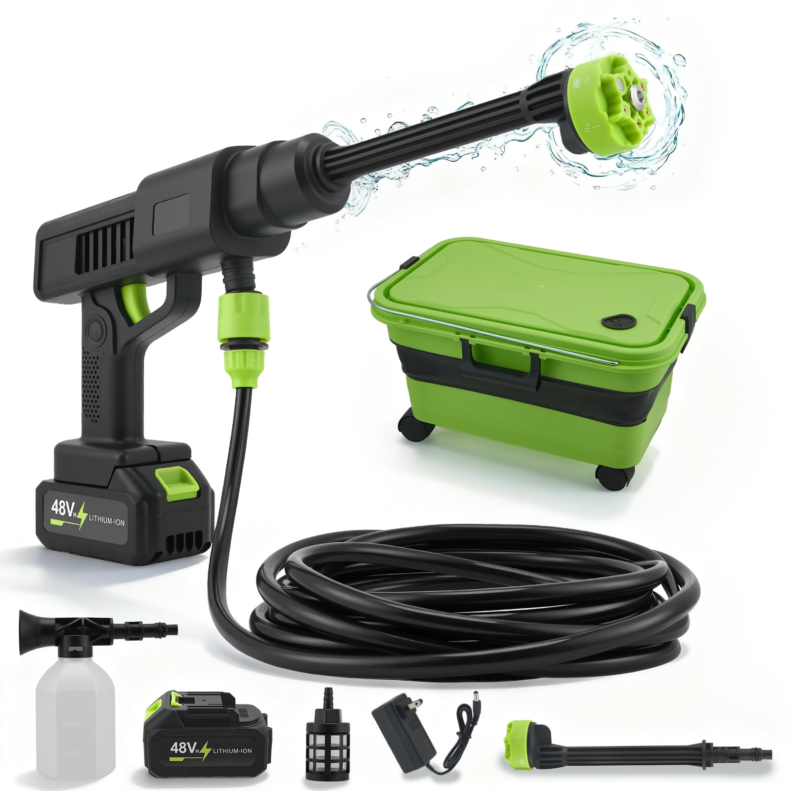 Akku Hochdruckreiniger,Mobiler Hochdruckreiniger mit 4.0Ah Batterie, Pressure Washer 10-Gang-Modus,Akku-Druckreiniger für Mobile Reinigung,für Auto, Terrasse, Hausreinigung