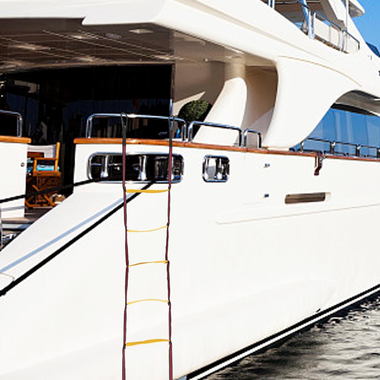 Scala di corda marina - Scaletta d'imbarco gonfiabile a 3 gradini, scala di corda da bagno | Prolunga per scaletta d'imbarco con corda da pesca, barca portatile con scaletta di corda per gommone da ca