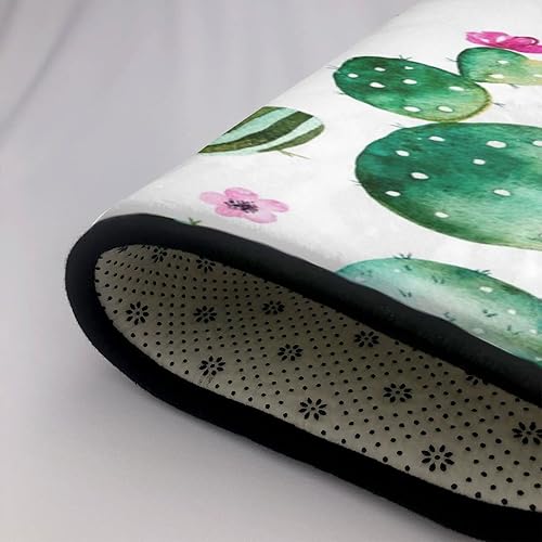 Miniatura 7 de Alfombras de área lavables de gran tamaño diseño de cactus mexicano verde con picos de plantas de cactus de Texas con temática de dibujos animados
