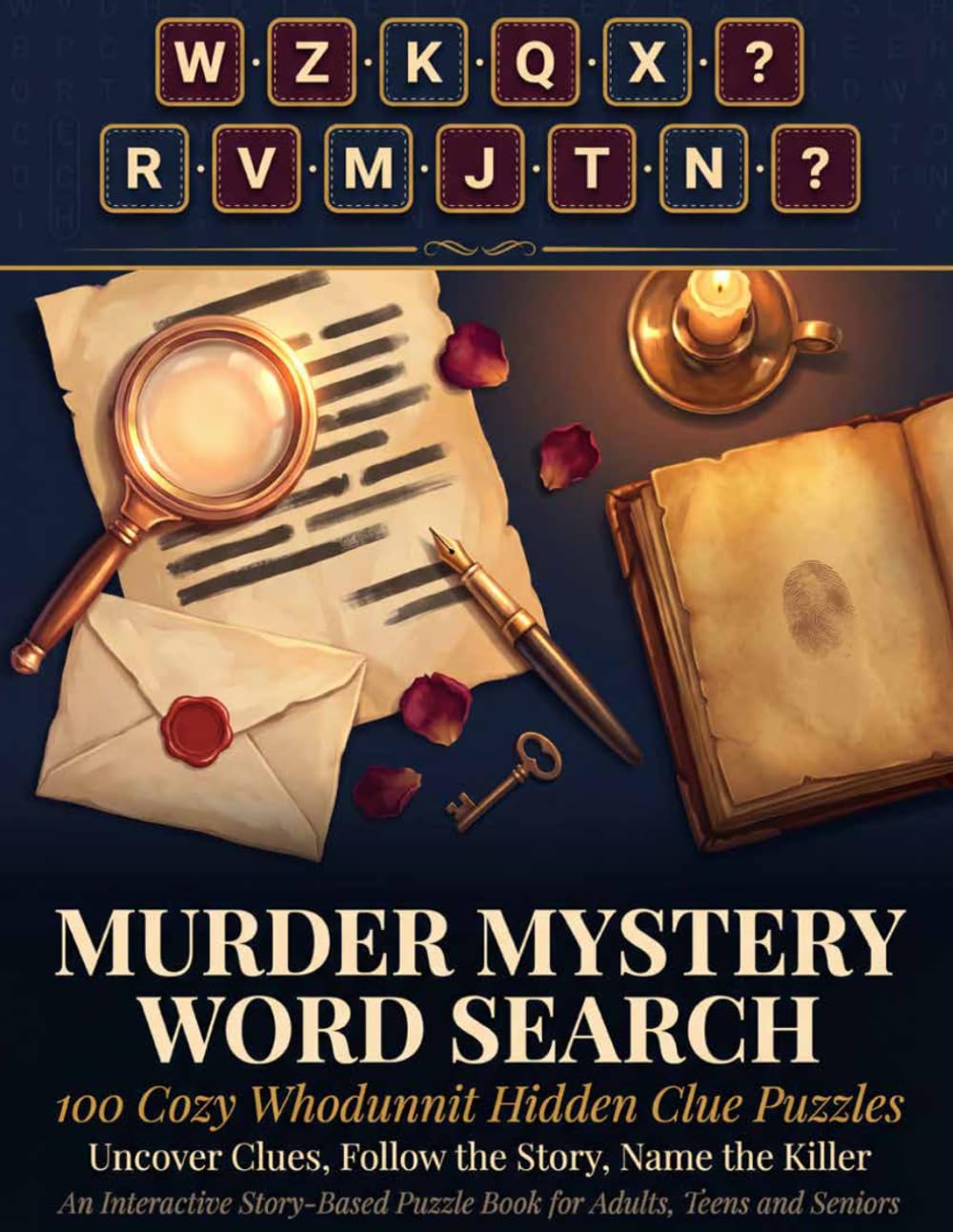 Murder Mystery Word Search: 100 Cozy Whodunnit Hidden Clue Puzzles: Uncover Clues, Follow the Story, Name the Killer — An Interactive Story-Based Puzzle Book for Adults, Teens and Seniors