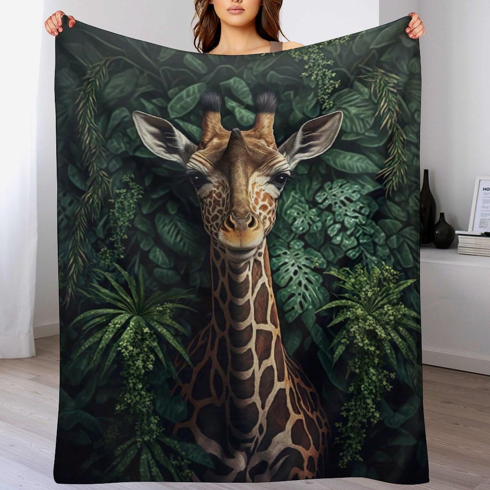 Couverture de salon en flannel motif girafe pour vos soirées cocooning sur le canapé