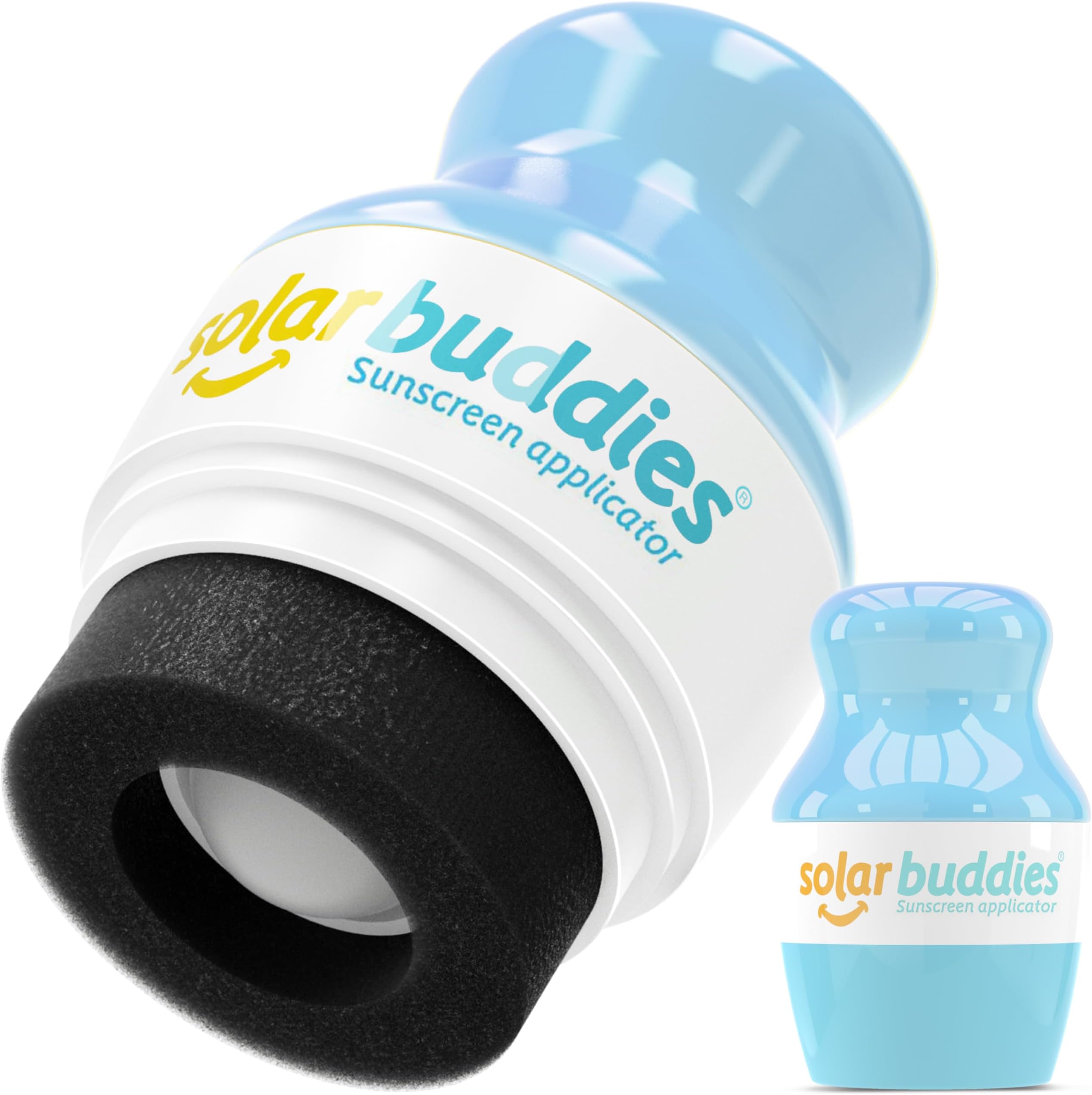 Solar Buddies Single Refillable Roll On Sponge Applicator For Kids, Adults, Families, Travel Size Holds 100ml Travel Friendly for Sunscreen, Suncream and Lotions (Full Blue)