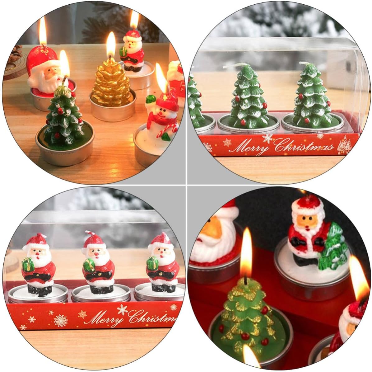 SOLUSTRE Candles Set with Paraffin Material Featuring Standing Santa and Xmas Tree Styles Christmas 9pcs Creative Snowman for Party Decoration and Festive Holiday Atmosphere