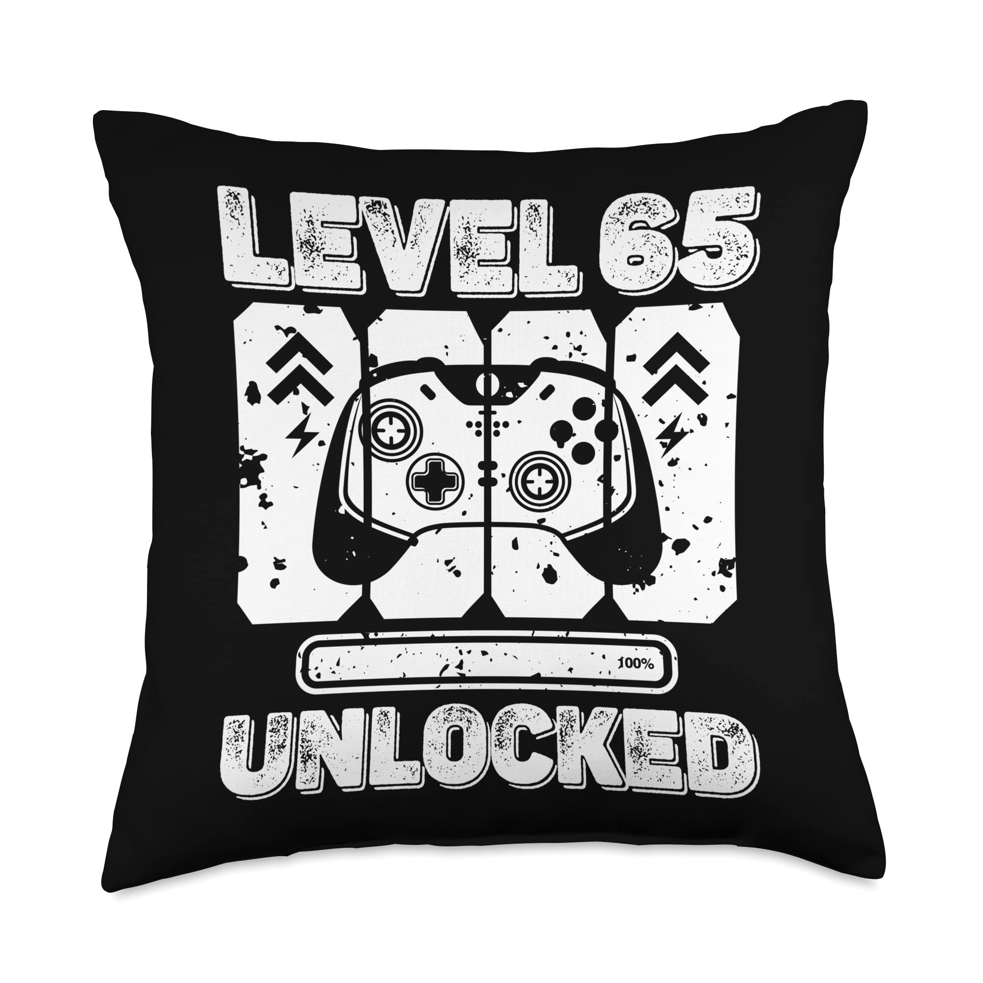 Level 65 Year Old Unlocked Birthday Gamer Maming 65th B-Day Throw Pillow, 18x18, Multicolor