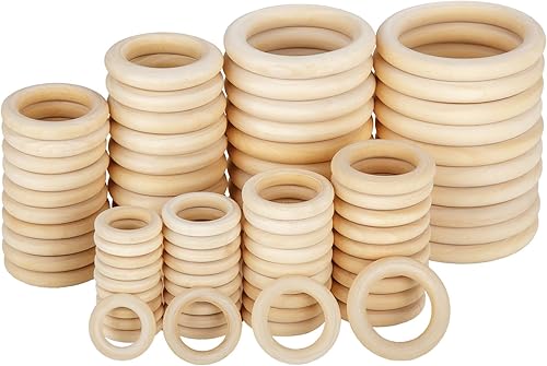 80 anillos de madera natural, anillos de madera lisos sin acabar, aros de madera sin pintura para manualidades, fabricación de joyas, manualidades,
