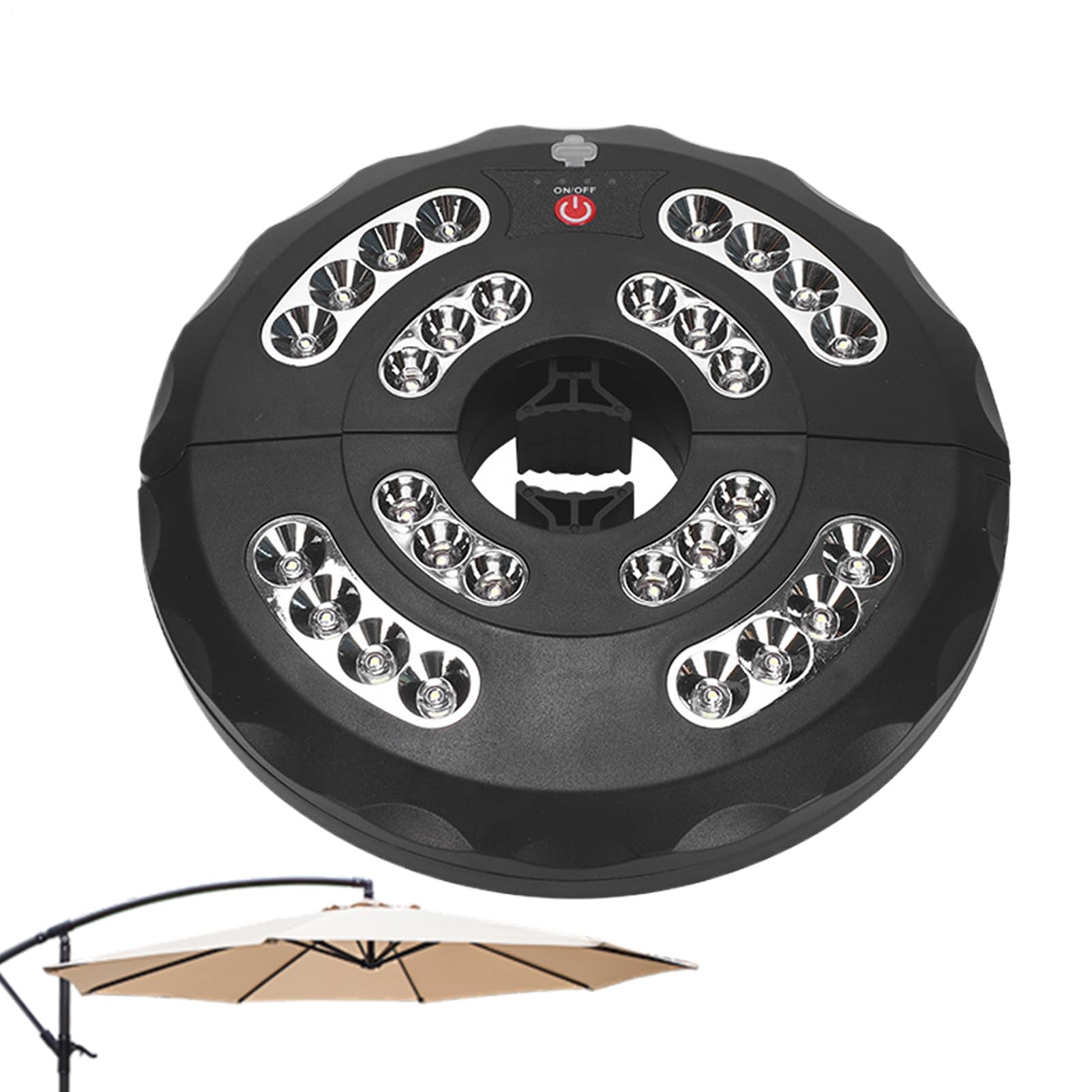 Outdoor Under Parasol Lights - Wireless Umbrella Lights - Waterproof Rechargeable Lamp with 3 Adjustable Modes for Garden Decoration, Pool, Camping, Barbecue, Gathering and Yard