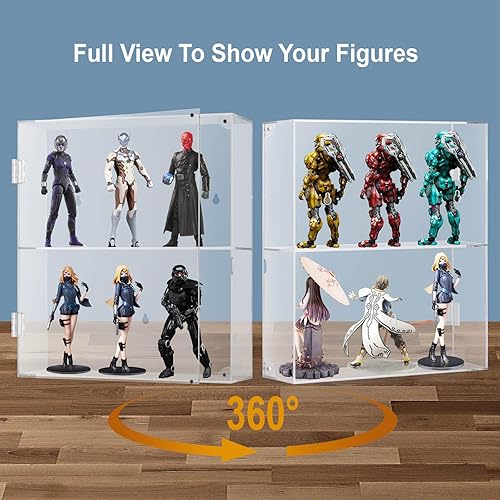 Miniatura 3 de Kitguard Vitrina acrílica con 3 niveles ajustables para figuras Funko Pop, transparente montado en la pared o escritorio para mini figuras de