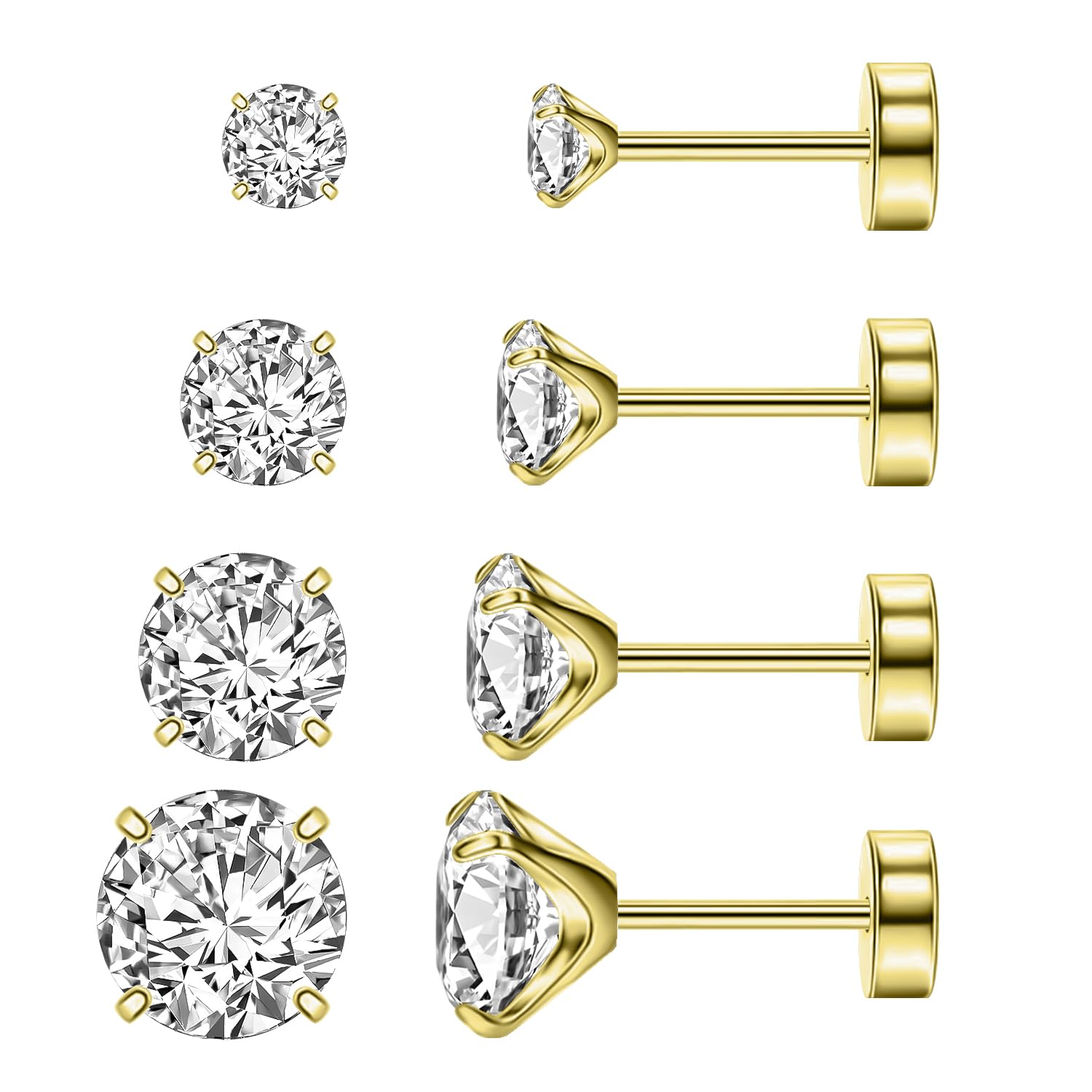 XUU Flat Back Titanium Earrings Set