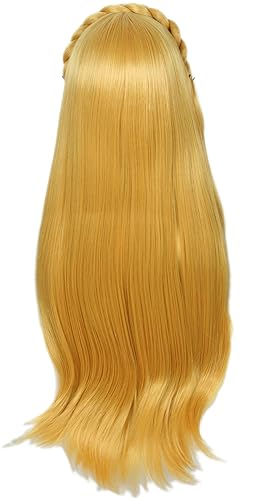 Miniatura 6 de Linfairy Peluca larga rubia para mujer pelucas de cosplay de Halloween con 2 orejas de elfo