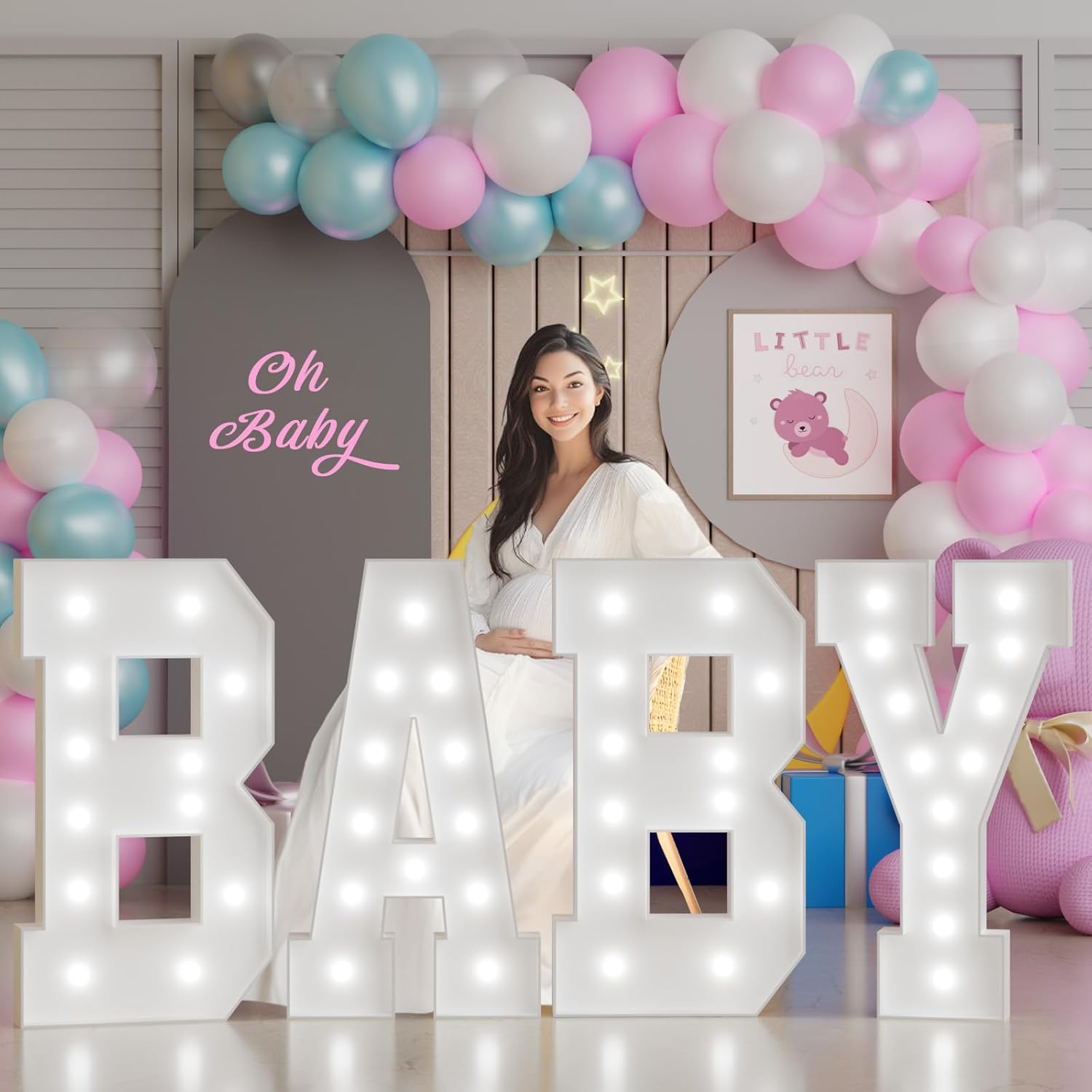 imprsv baby shower decorations for girl boy marquee letters 4 feet tall large light up letter for gender reveal party decor