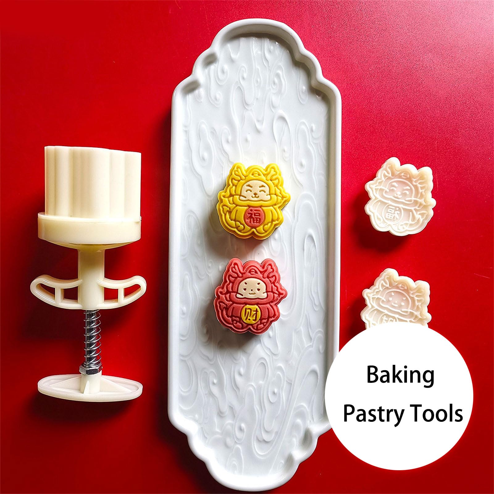 Zkhxhtg bakeware sets 50g Mold Set Dragon Shaped Hand Pressure Molds Mold for Creating Beautiful Festive Treats