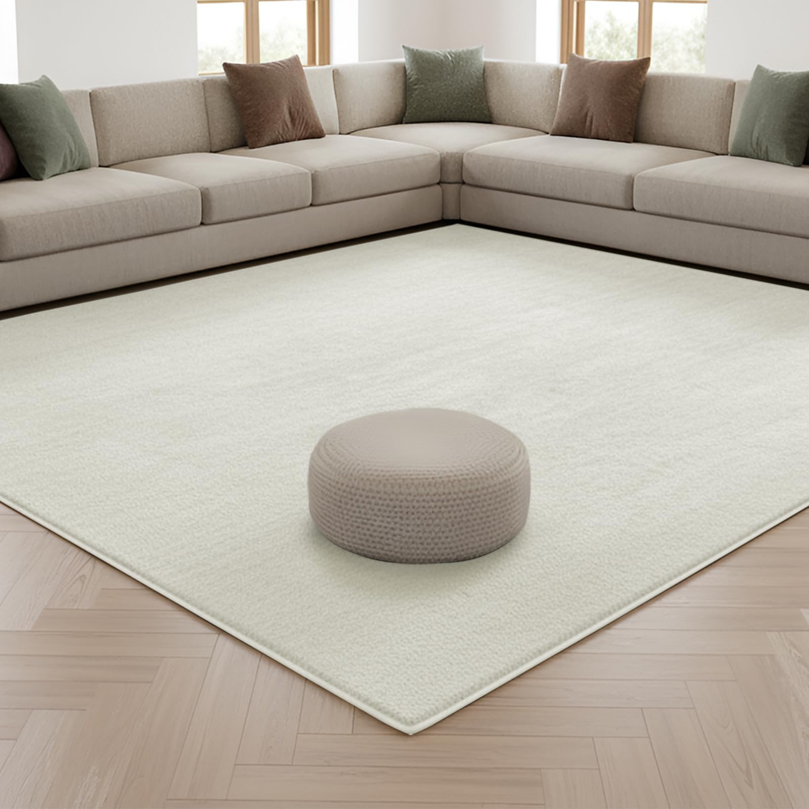 INSPIRE HOMEWARE Relax Rugs Living Room, 100% Polyester, Non Slip Backing, Fluffy Soft 600GSM Thick Low Pile, Extra Large Bedside Carpet For Bedroom, Kids Nursery Room, Non Shedding, Cream, 160x230 cm