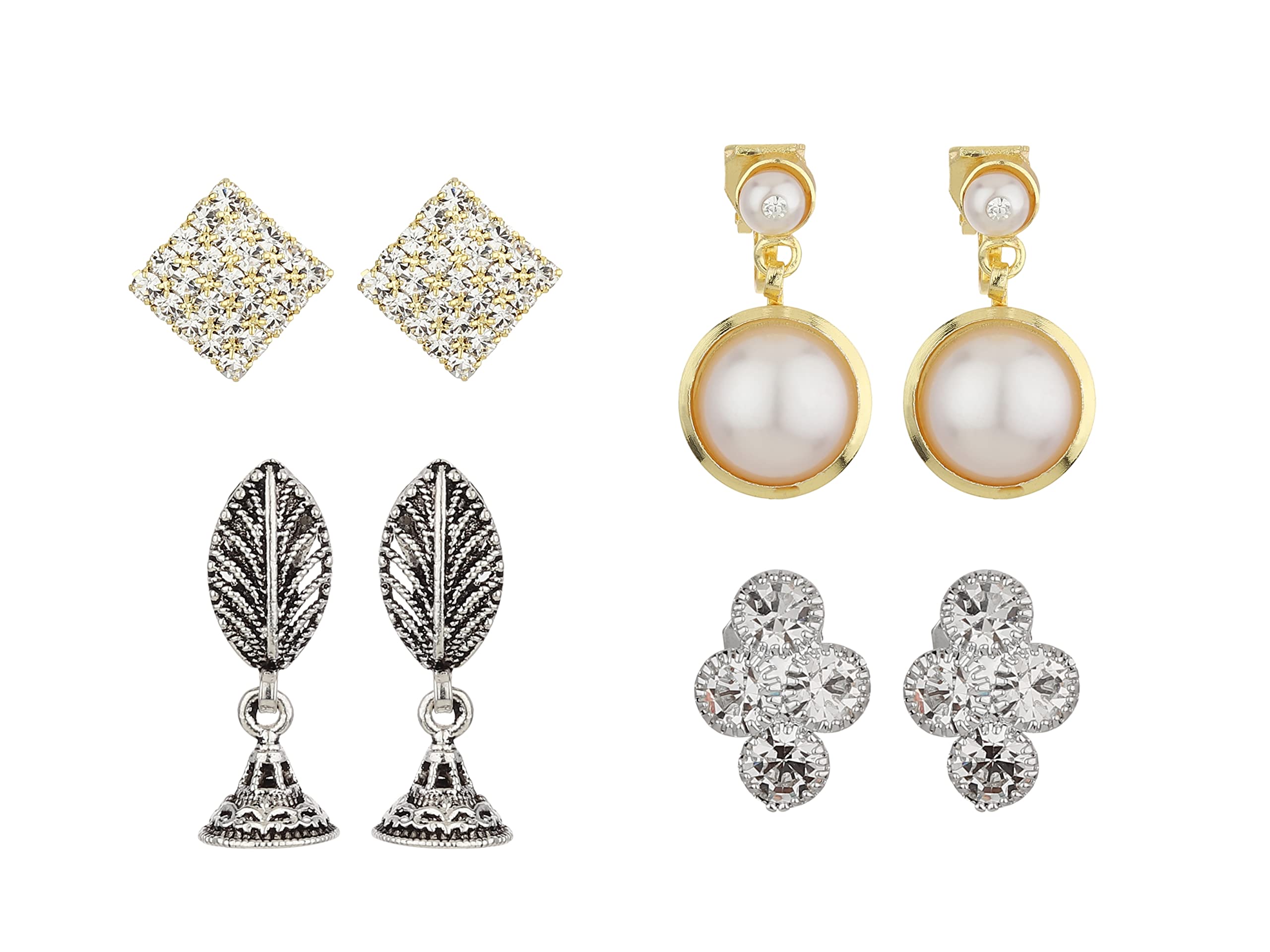 FirstBlush Clip On Earrings for Non-Pierced Ears – Comfortable Earrings for Women with Clip-On – Premium Women’s Earrings – Exquisite and Dainty Modern Non-Piercing Earrings for Women – Combo of 4 (B0BBW17NVJ) Amazon Price History, Amazon Price Tracker