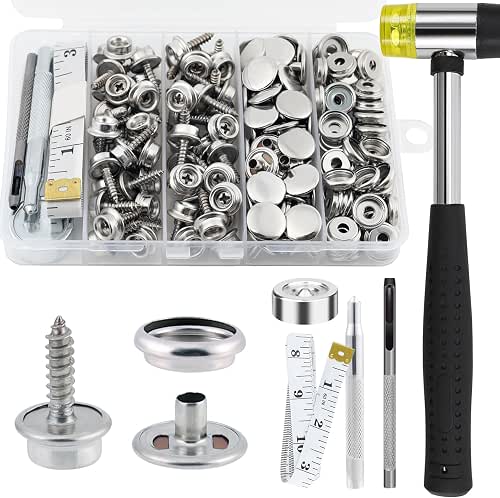 Canvas Snap Kit, 186PCS Snaps Button, Heavy Duty Fastener Tool