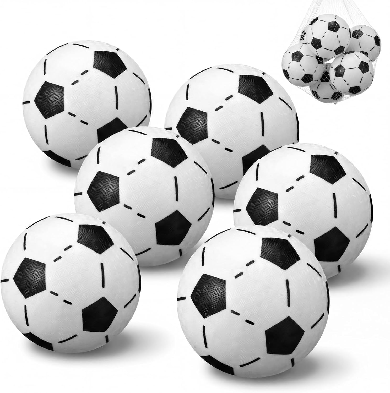 Seenelling 6 Set 8.5 Inch Soccer Dodgeballs Playground Balls Size 5 Bouncy Inflatable Kickballs with Pump for Backyard Beach Swimming Pool Outdoor Sport Gift Party Favors