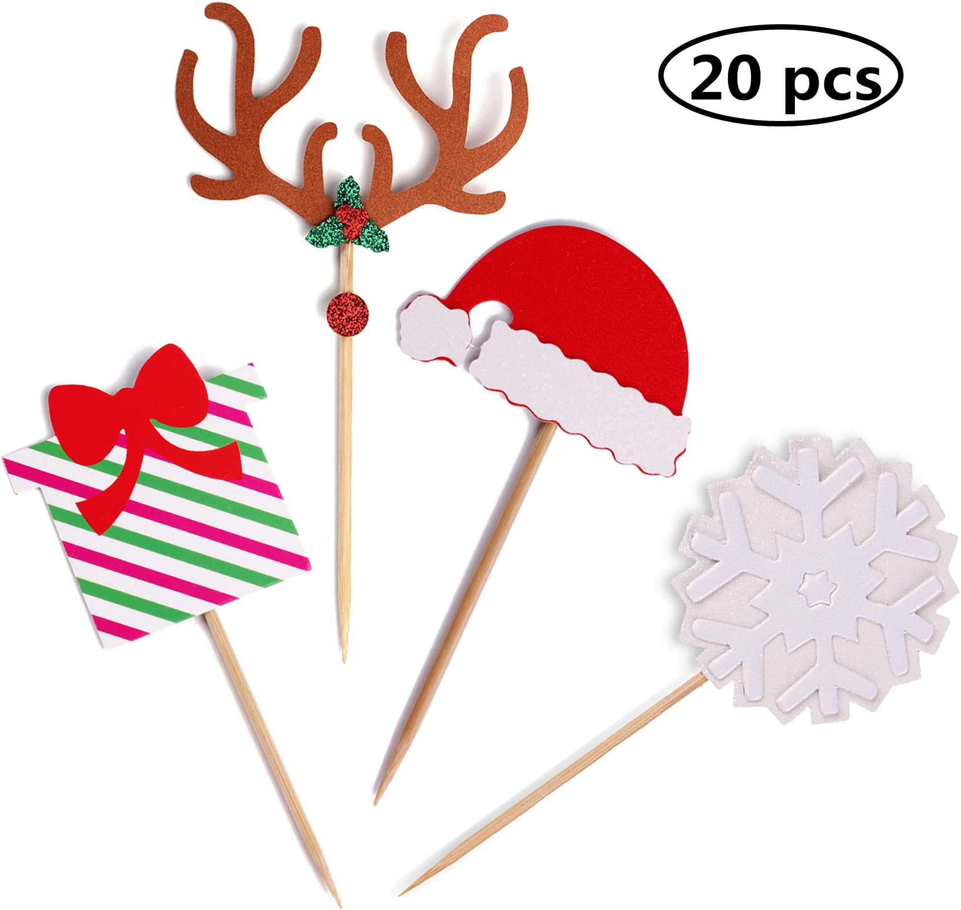 Suntop Set of 20 Christmas Cupcake Toppers Picks Party Decoration Supplies