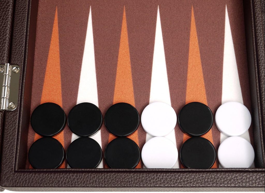 13-inch Premium Backgammon Set - Travel Size - Dark Brown Board