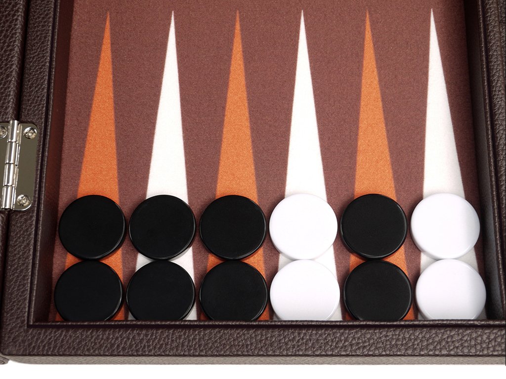 Silverman & Co. Backgammon da viaggio Premium da 33 cm, marrone scuro, 2 giocatori, età 12+
