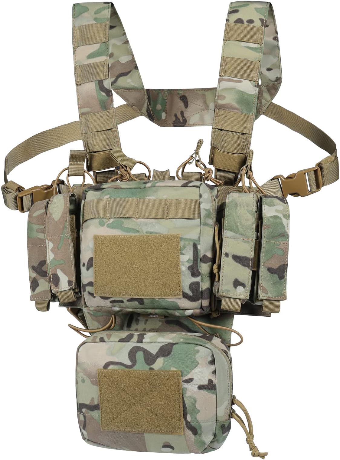 Tactical Chest Rig, Adjustable&Detachable Molle Chest Rigs with Mag Pouch