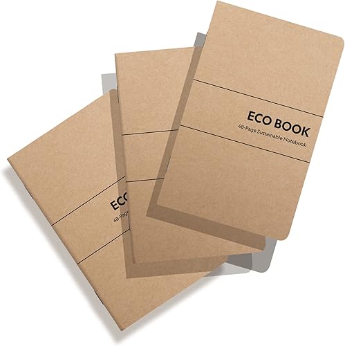 Eco Books - Paquete de cuadernos de bolsillo pequeño - 3.5 x 5.5 pulgadas, mini cuadernos de papel rayado de 48 páginas hechos con papel reciclado