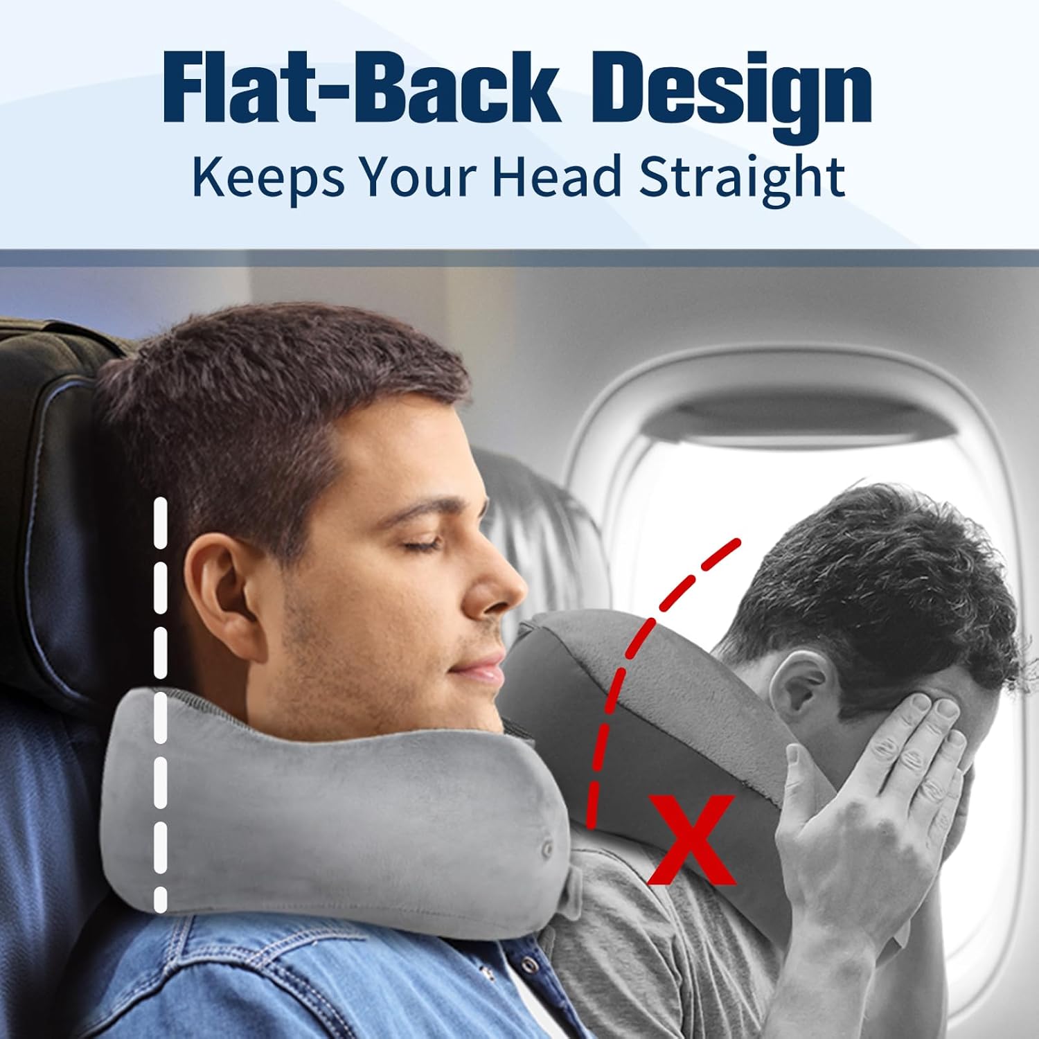 Neck Pillow for Traveling, Travel Pillows for Airplanes,100% Pure Memory Foam Travel Neck Pillow, Adjustable Flight Pillow, Portable Plane Accessories with Eye Mask, Earplugs, Carry Bag - Image 4