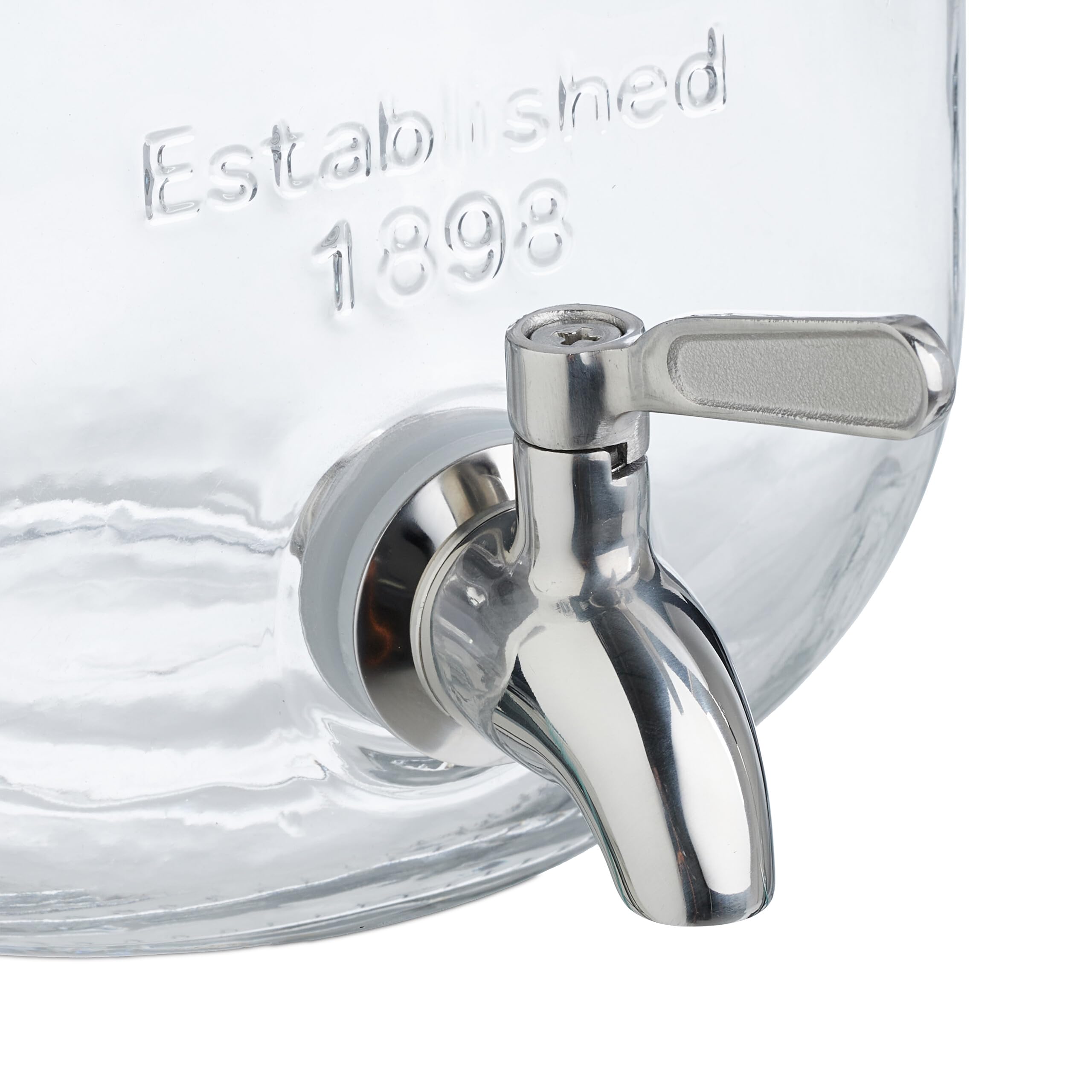Relaxdays Getränkespender im 2er Set, Limobehälter 4L, Zapfhahn und Deckel, Wasserspender, Glas & Edelstahl, transparent