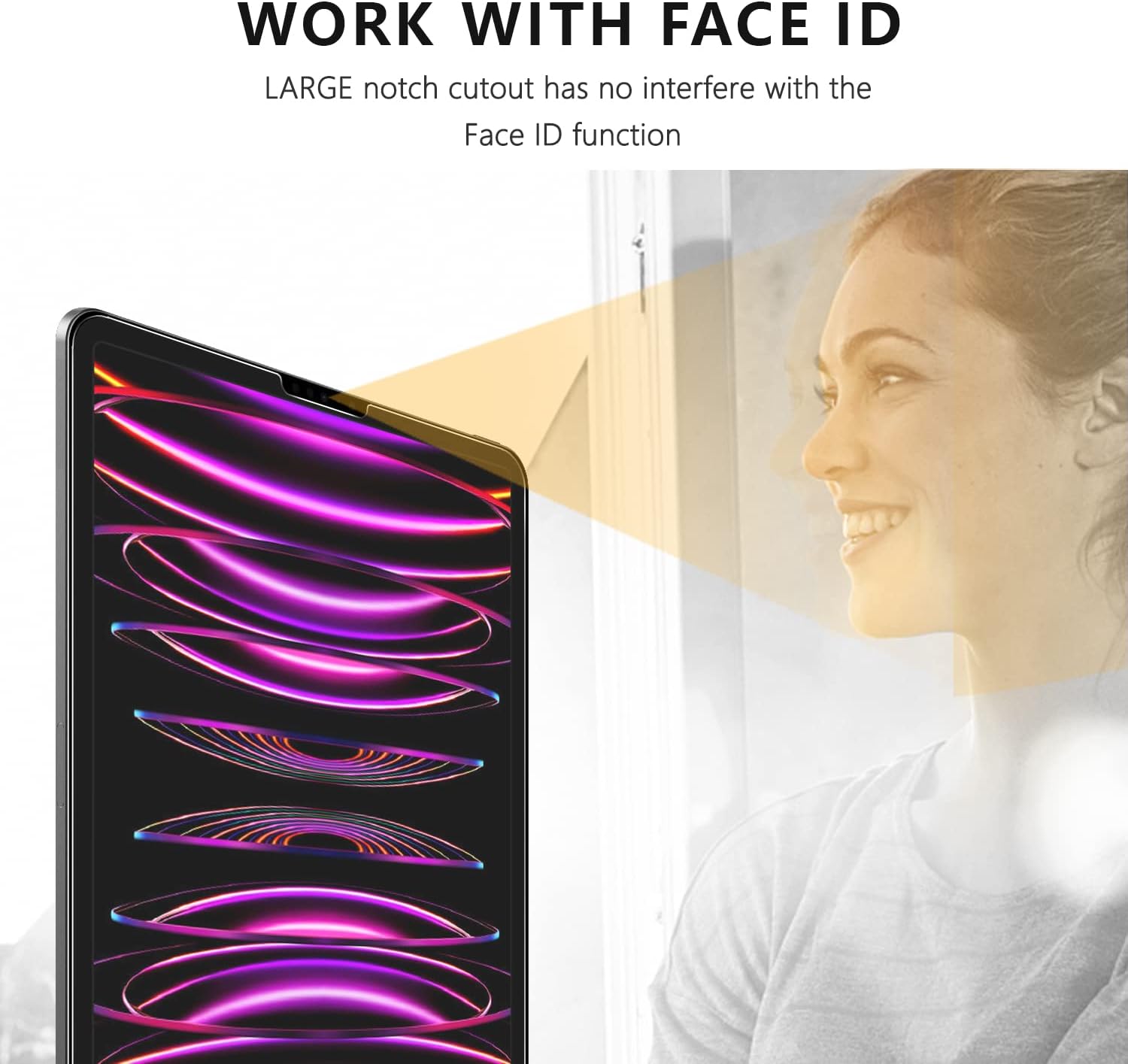 SPARIN 2 Pack Screen Protector Compatible with iPad Pro 12.9 inch 2022/2021/2020/2018 Released (6th/5th/4th/3rd) without Home Button, Tempered Glass Screen Protector Work with Face ID