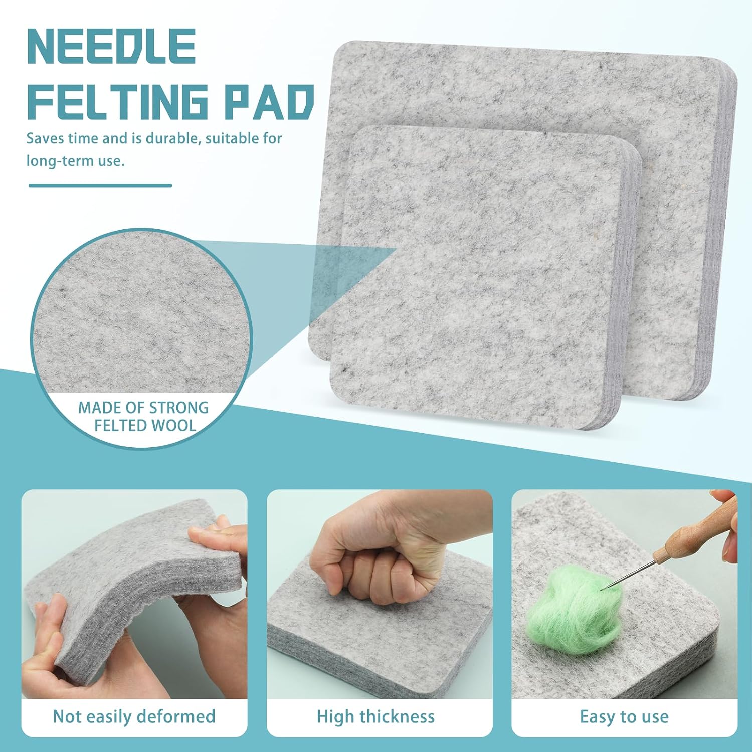 Mayboos Needle Felting Pad, Grey Sponge Pad, 6x6 inch, Needle Felting Mat for Felting Supplies