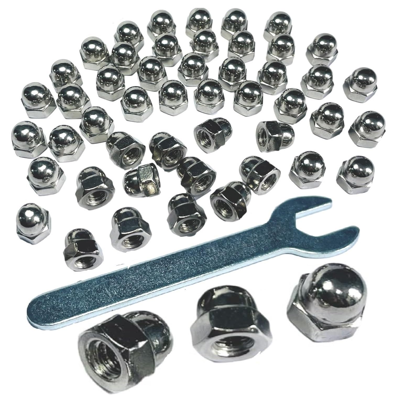Stainless Steel Acorn Nuts - 50 Pack with Wrench -1